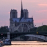 Dusk over Notre Dame cathedral in Paris